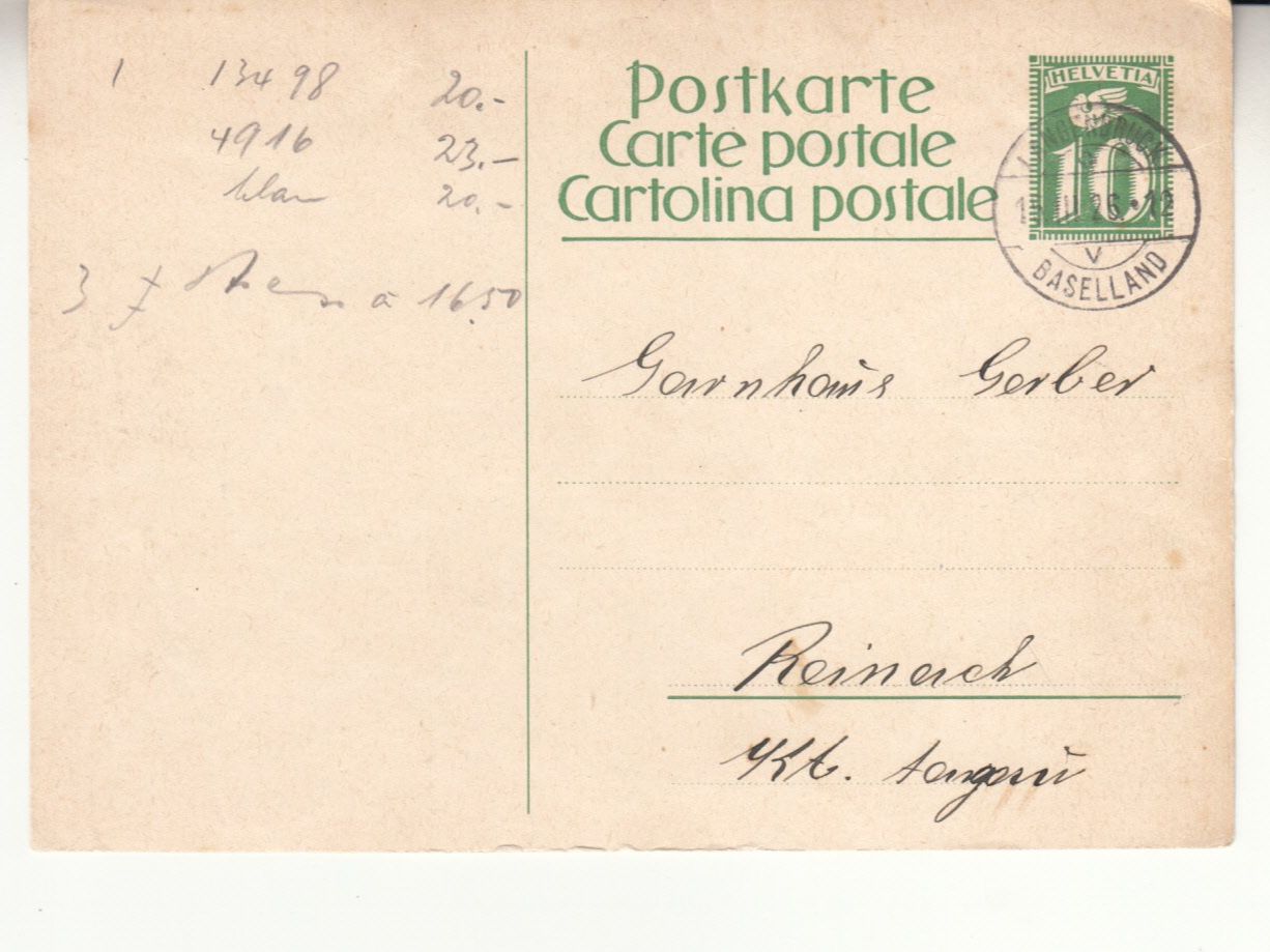 Tutti i francobolli: SGK PK 108 mit ST Langenbruck – Usato da Bürglen TG venduto da StampGraf