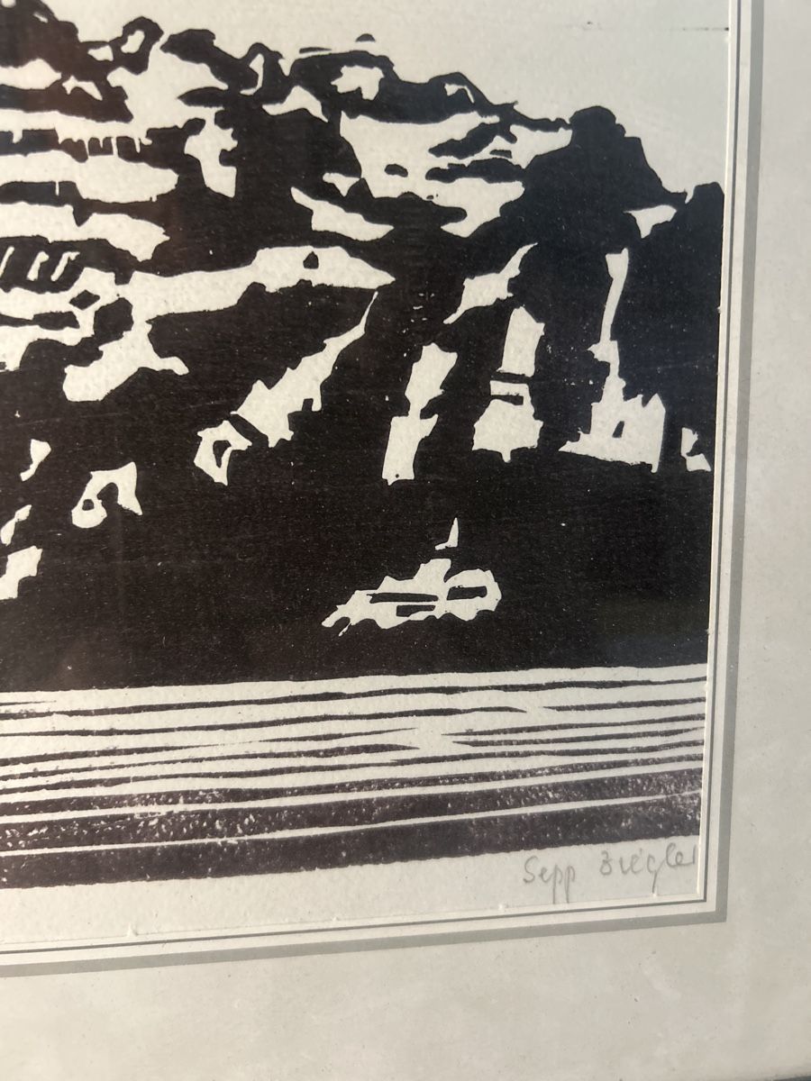 Xilografie: Sepp Ziegler  Holzschnitt gerahmt – Usato da Glarus venduto da KunstWerkEr-LS87 1