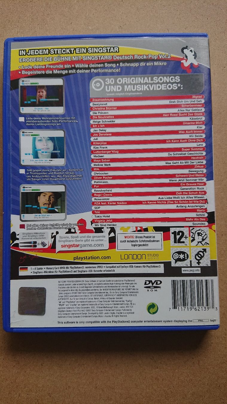Spiele: Singstar Deutsch Rock-Pop Vol. 2 - Playstation 2 - PS2  – Gebraucht aus Chur von FreakofRarity 1