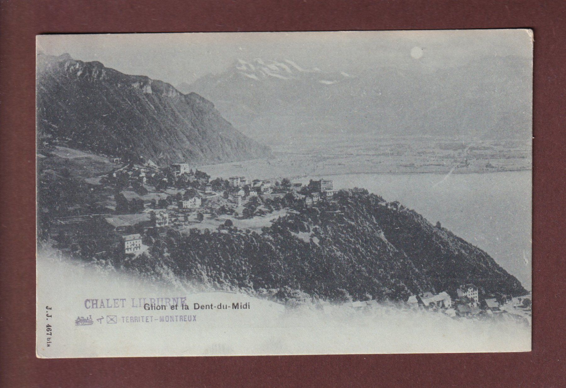 Ansichtskarten: GLION et Dents du Midi - Clair de lune – Gebraucht aus Pully von nicecards-shop