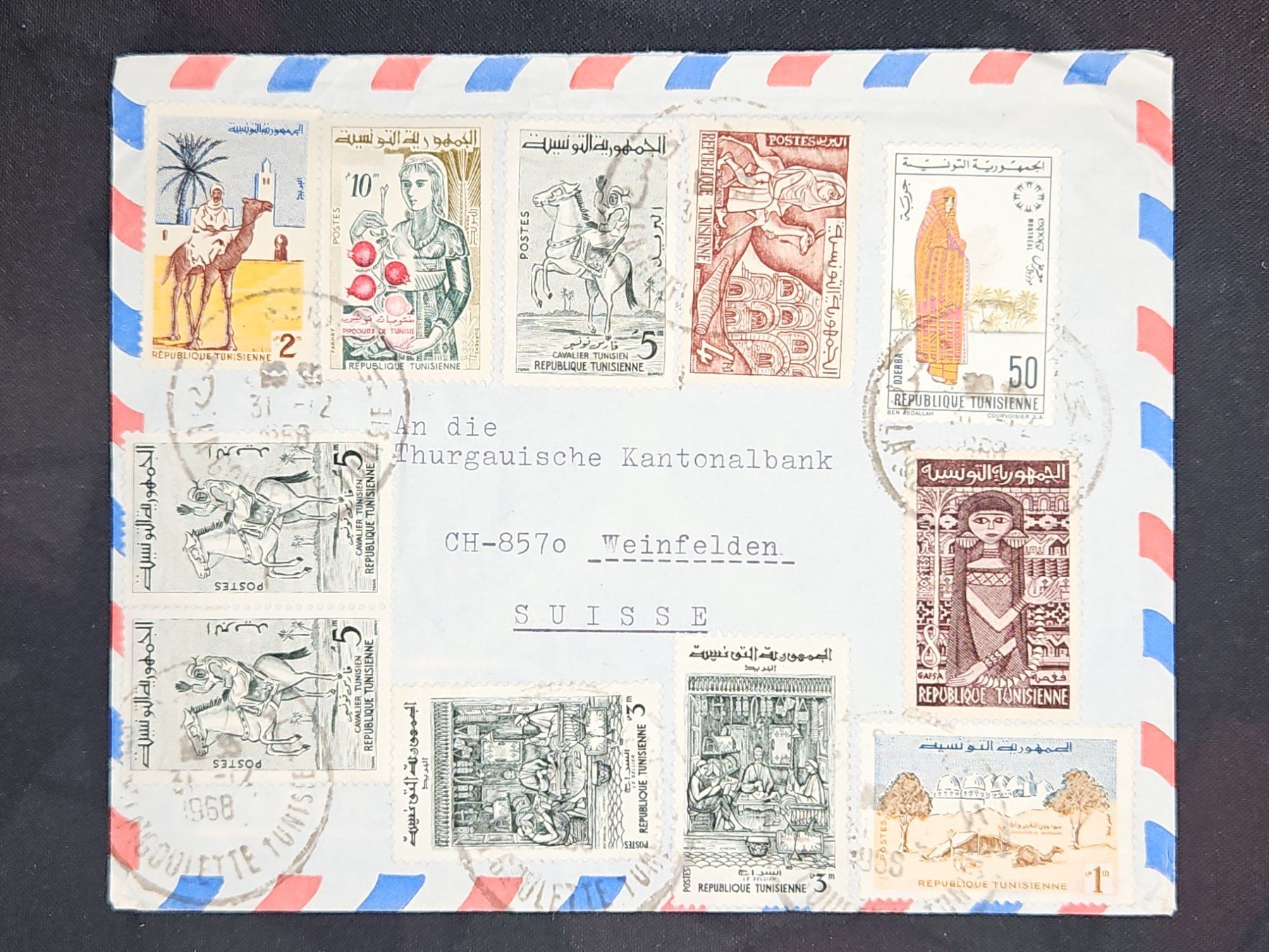 Tutti i francobolli: CL25 Enveloppe + Timbre Tunisie 1968 – Usato da Cousset venduto da Patrick_Collections