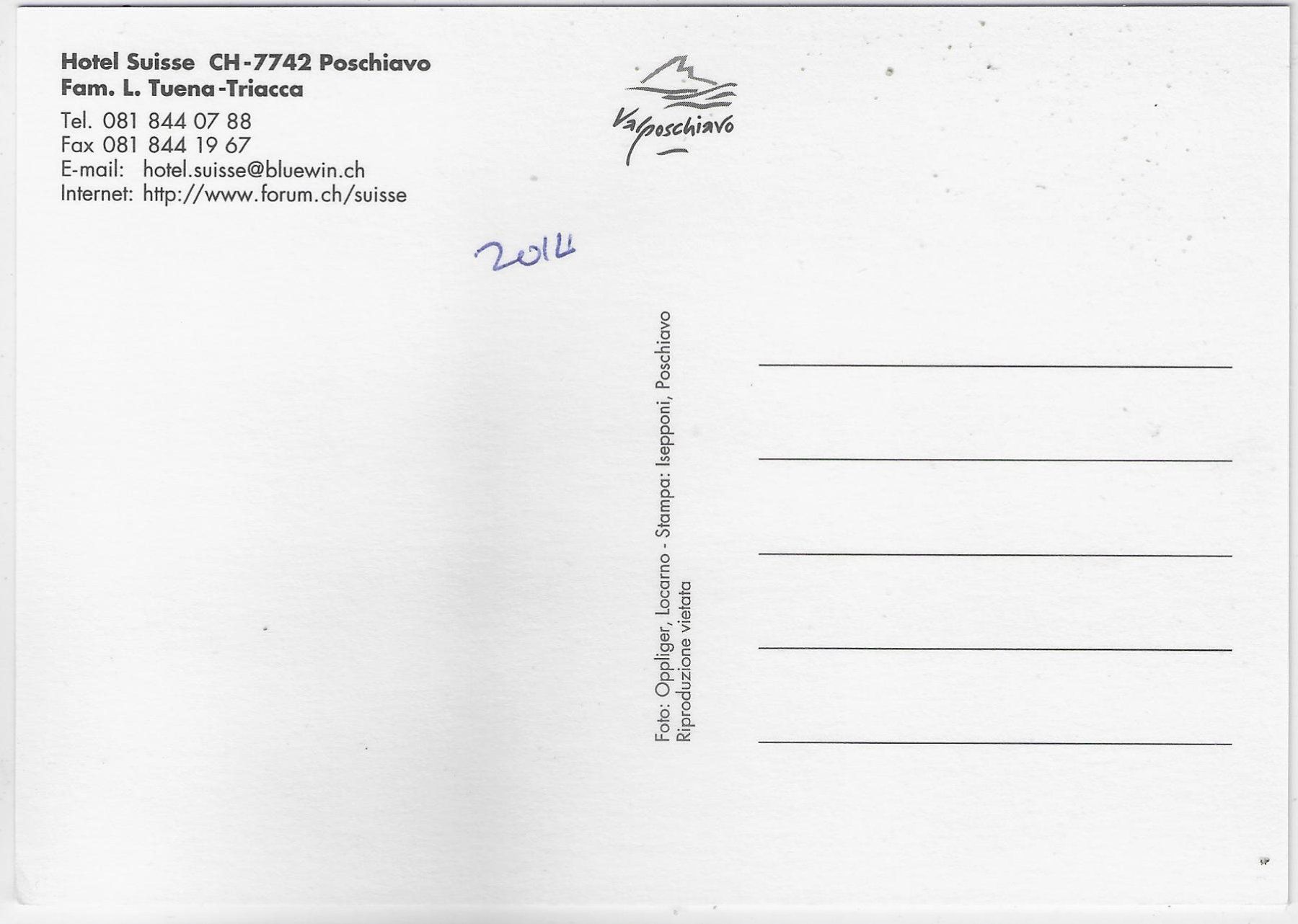 Cartoline postali: Hotel Suisse - Poschiavo – Usato da Ettingen venduto da Kartenplanet 1