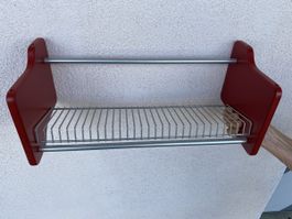 4 Stück CD Stapler Holz und Metall rot silber guter Zustand