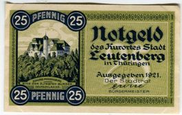 Notgeld "25 Pfennig. Leutenberg 1921".