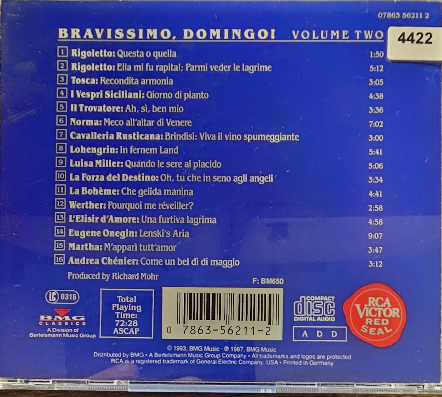 CDs: Bravissimo, Domingo! Operatic Arias Vol. 2 – D'occasion à Wahlen b. Laufen par Cg10 1