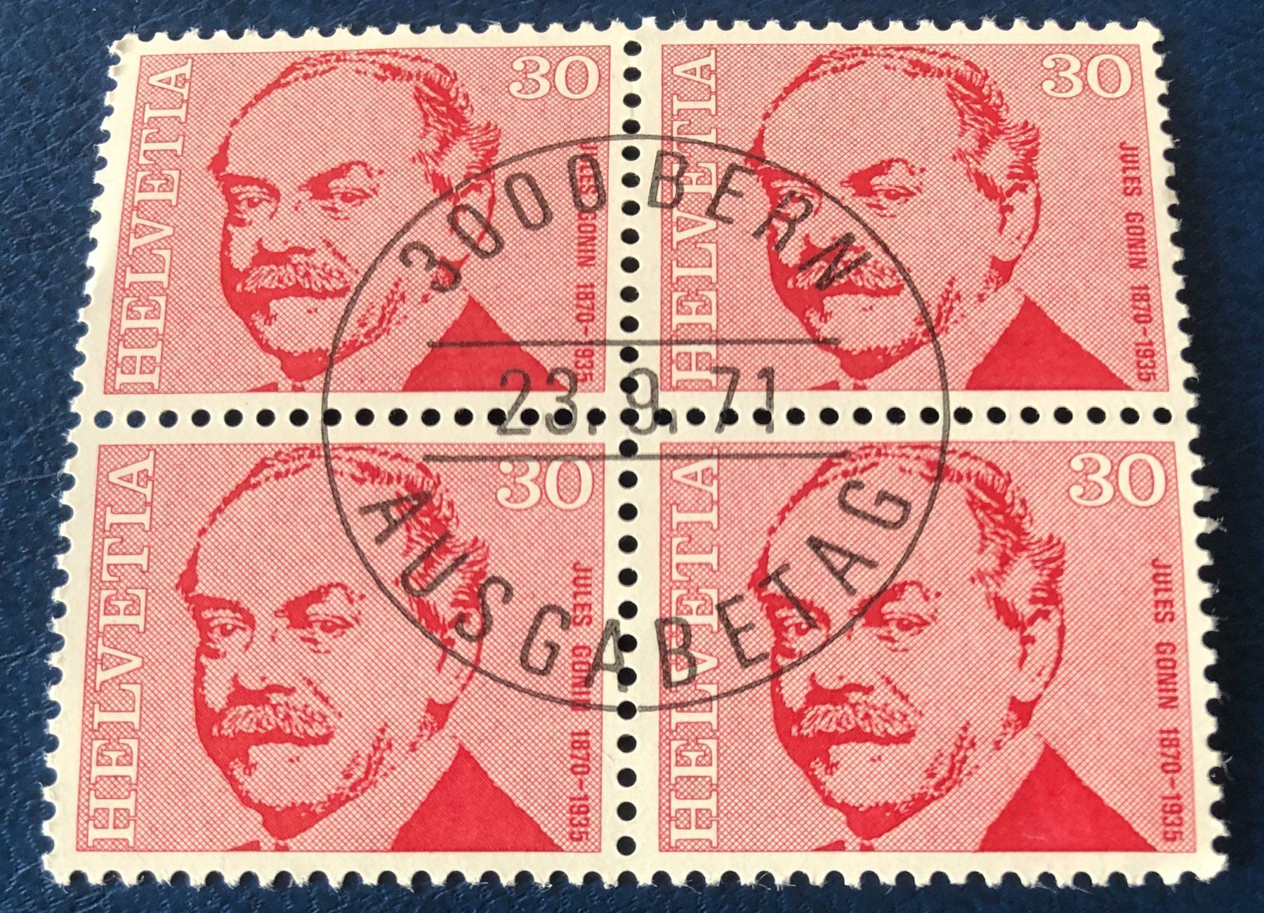 Tutti i francobolli: 4 er Block Nr.500 mit Vollstempel Bern – Usato da Aarau venduto da Billa007