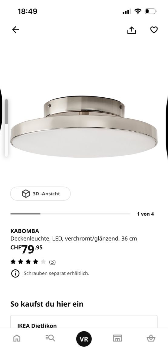 Ikea Lustres & lampes de plafonds: Deckenleuchte KABOMBA IKEA – Neuf (Voir description) à Regensdorf par vru_8ntl