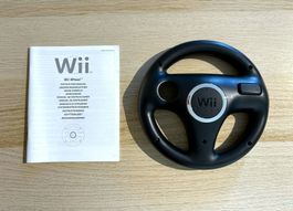Nintendo Wii Lenkrad Schwarz mit Anleitung