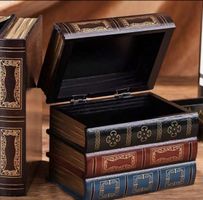 Vintage Bücherbox aus Holz, dekorative Versteck/Aufbewahrung