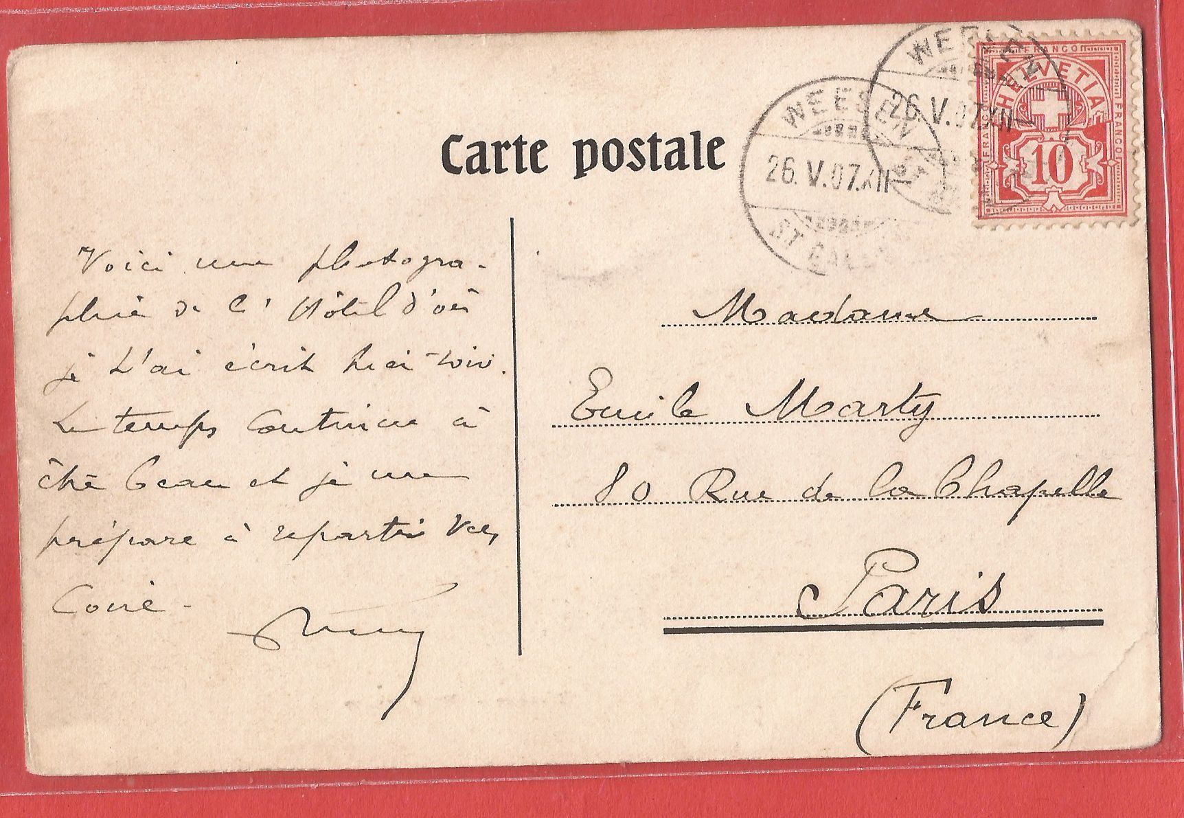 Cartes postales: Weesen - Hotel Speer - 1907 – D'occasion à Fislisbach par Porano 1