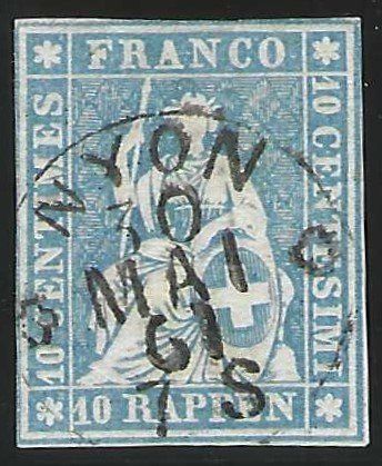 Alle Briefmarken: Strubel 23C, gestempelt Nyon – Gebraucht aus Wildhaus von Brunphil