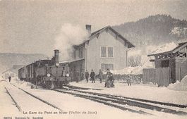 REPRO La Gare du Pont en hiver, Chemin de fer Pont-Brasus