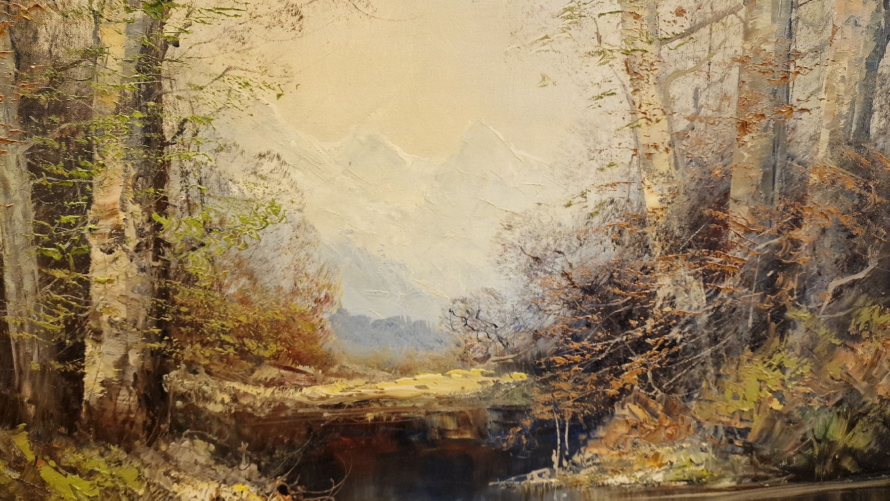 Dipinti: Ölgemälde Flusslandschaft, signiert, Herbst-Impression! – Usato da BERN venduto da Intarsia