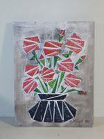 3D-Bild, Rosen in Vase, rote Blüten. (nov507)