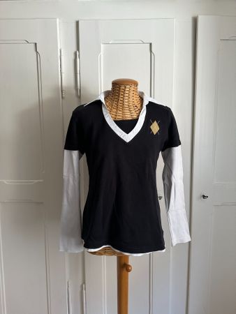 Langarmshirt schwarz mit Hemdkragen - 38