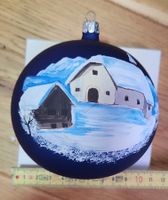 Blaue Weihnachtskugel, handbemaltes Wintermotiv, neu!