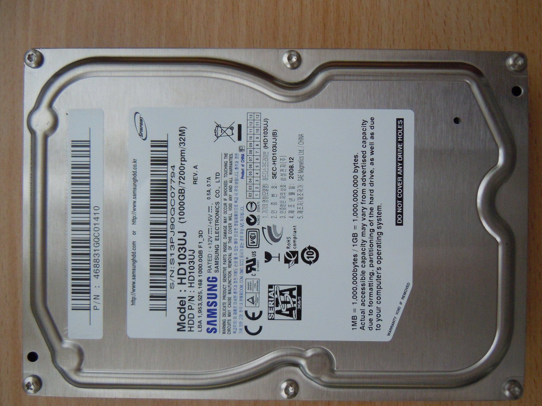 Samsung Dischi rigidi: Samsung HD103UJ  1 TB – Usato da Luzern venduto da Baumli1 5