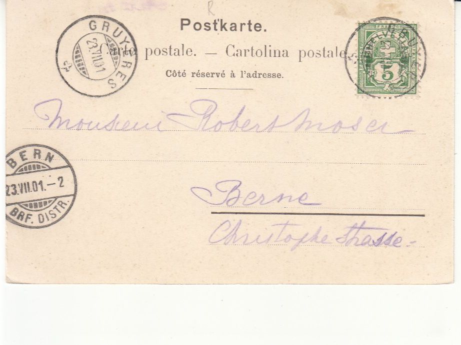 Cartoline postali: Gruyères 1901 – Usato da Bürglen TG venduto da StampGraf 1
