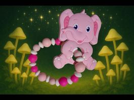 Silikon- Beissring Elefant rosa