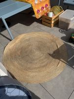 Runder Teppich aus Jute geflochten naturfarben beige