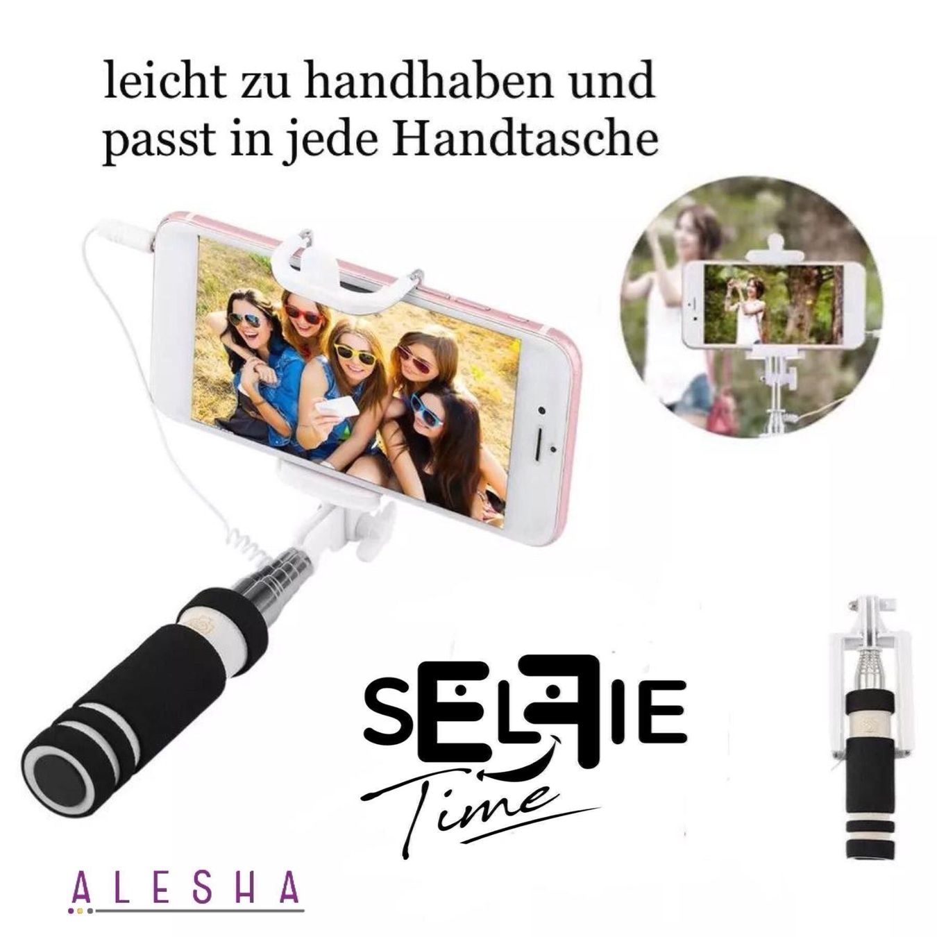 Supporti a parete: Selfie Stick - Ohne Akku mit AUX Kabel – Nuovo e nell'imballaggio originale da St. Gallen venduto da Alesha_Shop