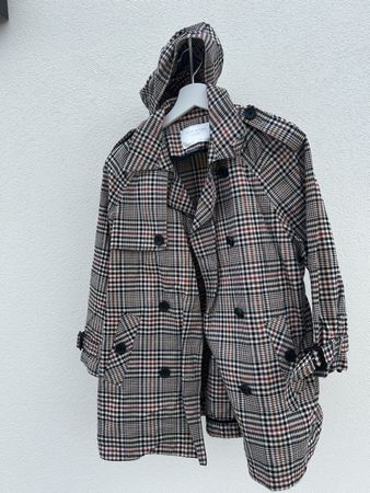 Trenchcoat Zara Woman kariert mit Kapuze Grösse XS