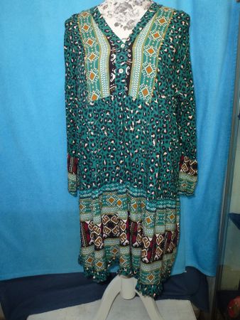 DIFF TUNIKA VISCOSE LANGARM SOMMER ÜBERGANG GRÜN KLEID