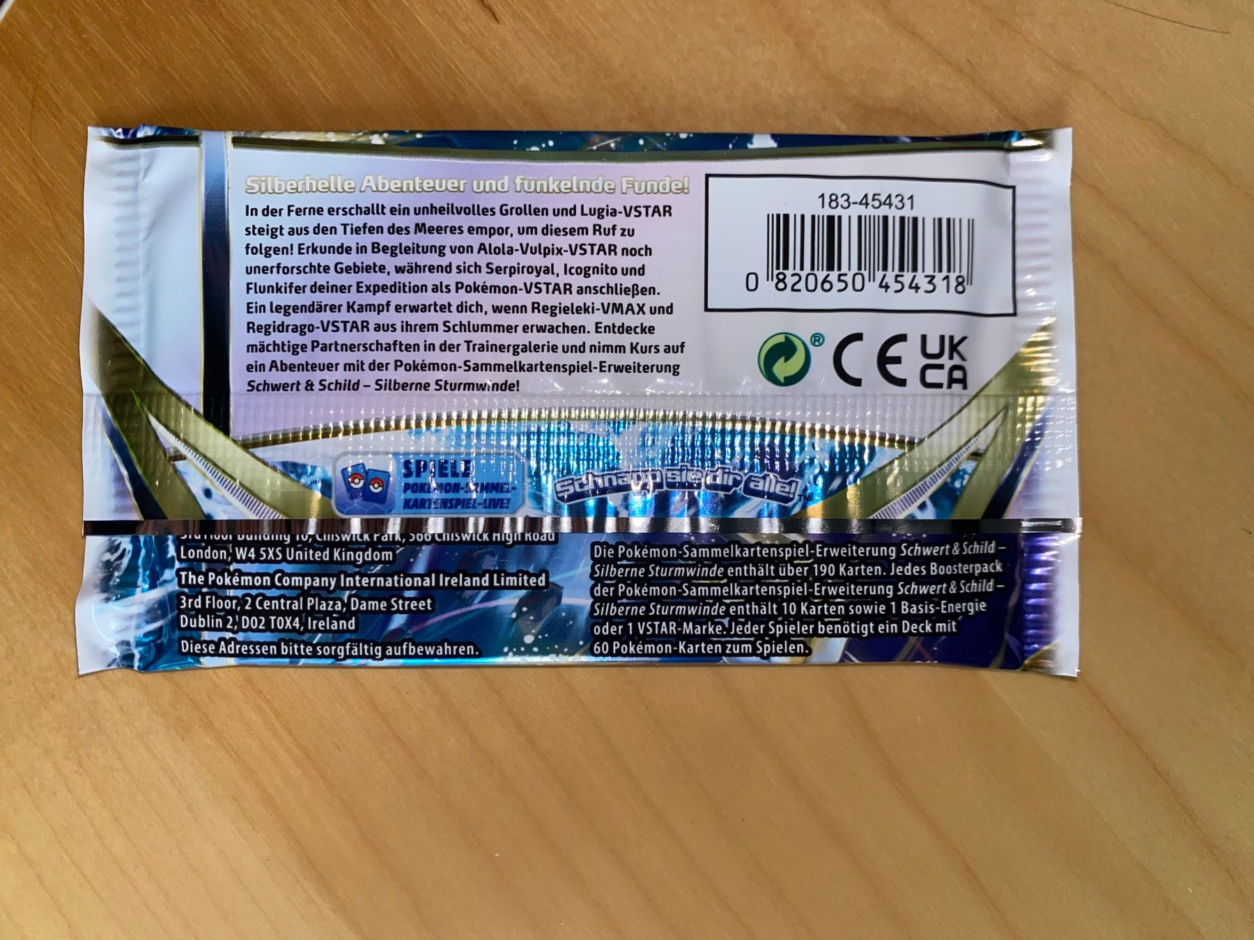 Pokémon Carte collezionabili: Pokémon Silberne Sturmwinde / Silver Tempest 1 Booster Pack – Nuovo e nell'imballaggio originale da Unterlunkhofen venduto da PaniNicola 1