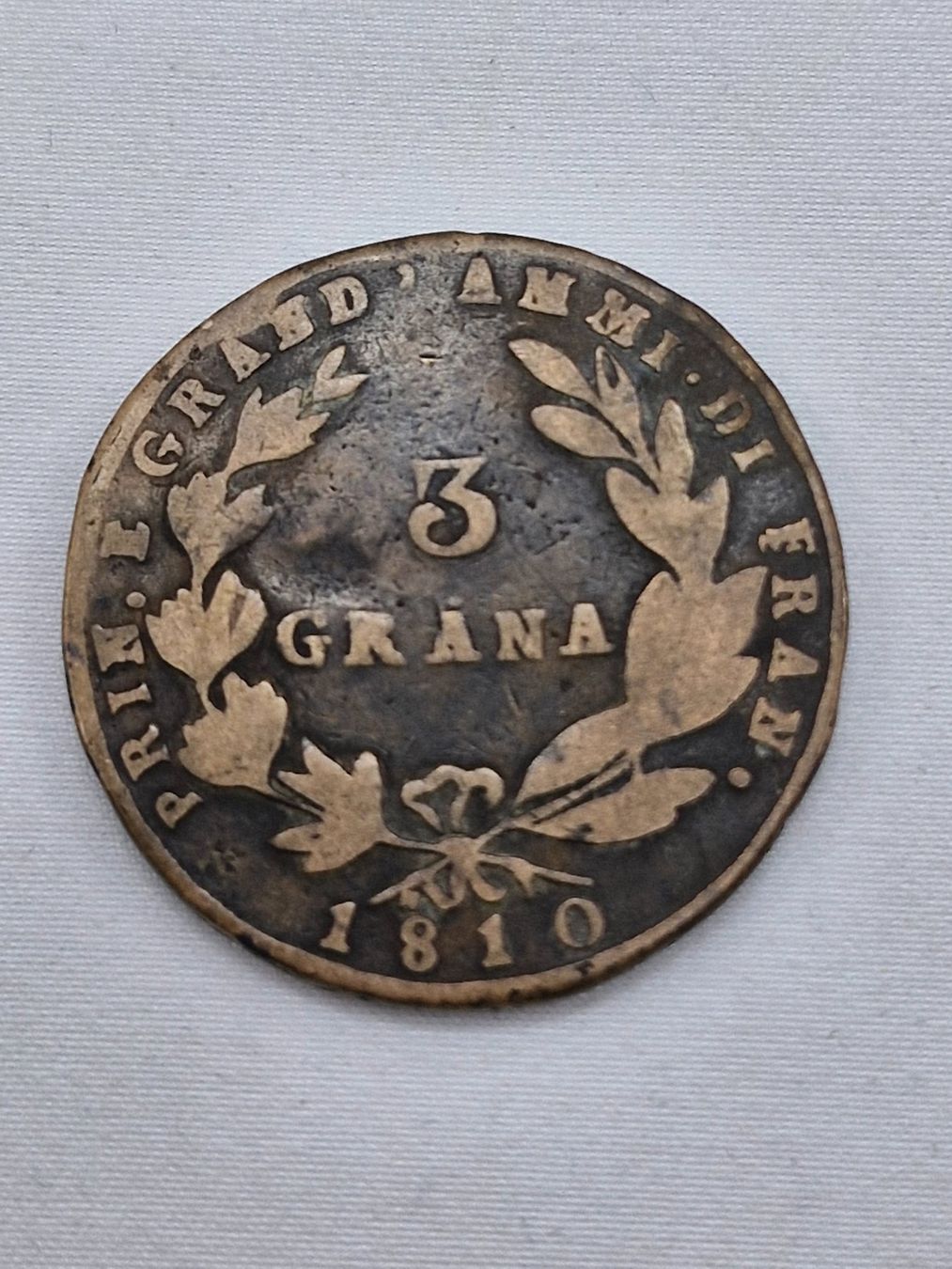Alle Münzen: ROYAUME de NAPLES / 3 GRANA / 1810 – Gebraucht aus Bulle von italicum