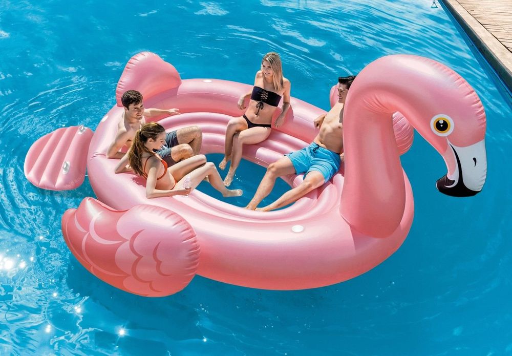 XXL Flamingo Badeinsel – 358 × 315 cm Luftmatratze (Neu und ...