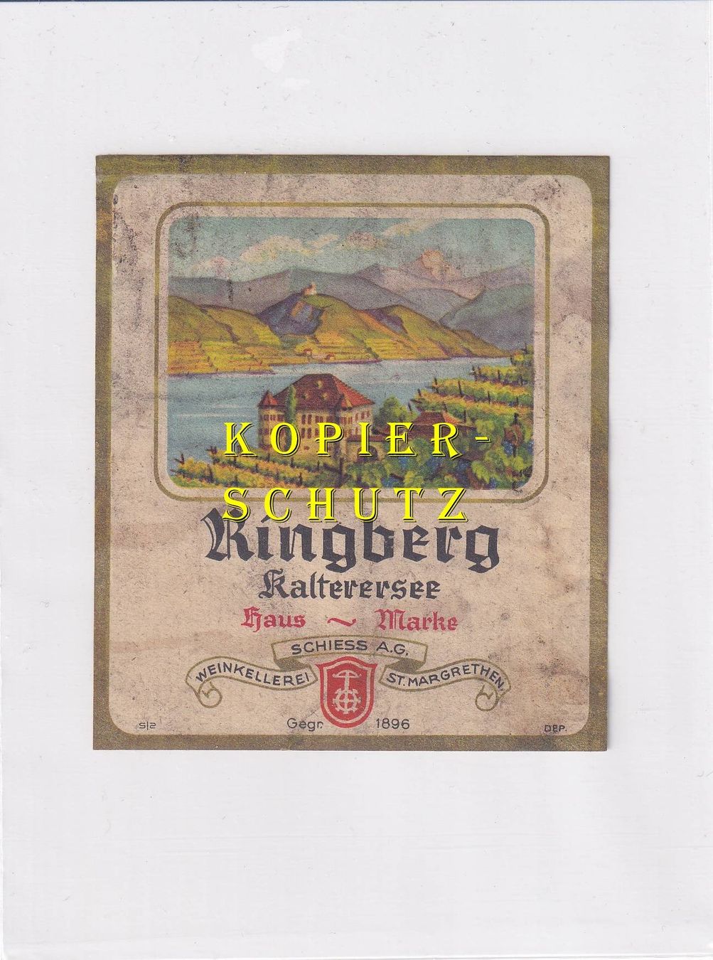 Papiere: Etikette - Ringberg (Kalterersee) /bd – Gebraucht aus Hombrechtikon von Rudolf07