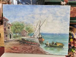 HENRI MOREILLON HUILE SUR TOILE SIGNÉE ET DATÉE 58