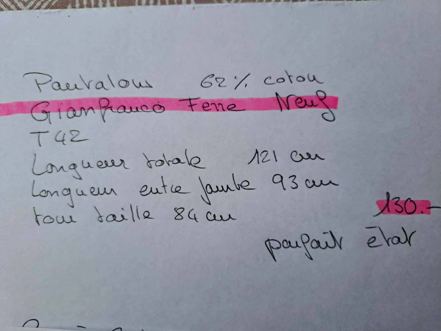 Pantaloni: Pantalon Gianfranco Ferre – Usato da La Chaux-de-Fonds venduto da Emmaus2300CDF 5