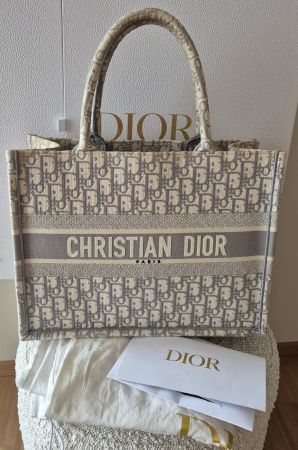 Dior Book Tote Medium Gray Oblique Embroidery ab Fr. 1.-- !!