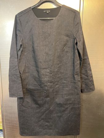 Theory Charcoal Grey Linen Shift Dress Gr 38