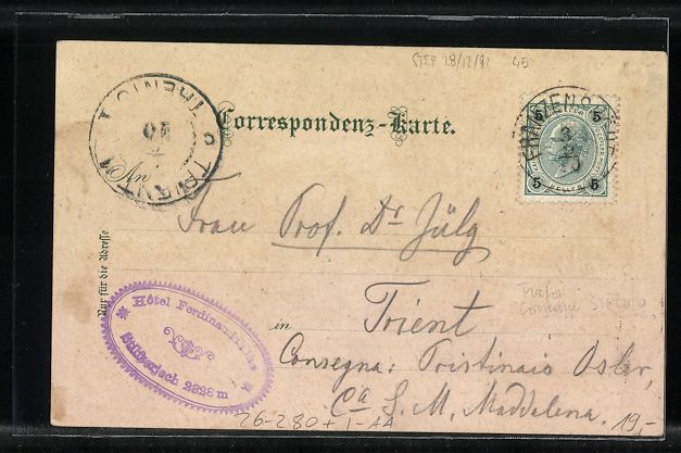 Cartoline postali: F.A.C.M. Reisch: Trafoi, Hotel Schöne A – Usato da Berlin venduto da bartko-reher 1