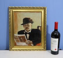 P. Rudin, Gemälde "Portrait eines Mannes mit Pfeife" von1947