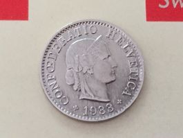 5 Rappen 1933 Ni -vz, nur 3,0 Mio!