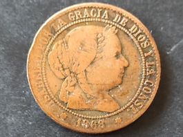 monnaie Espagne isabel II 2 1/2 centimos escudo 1868