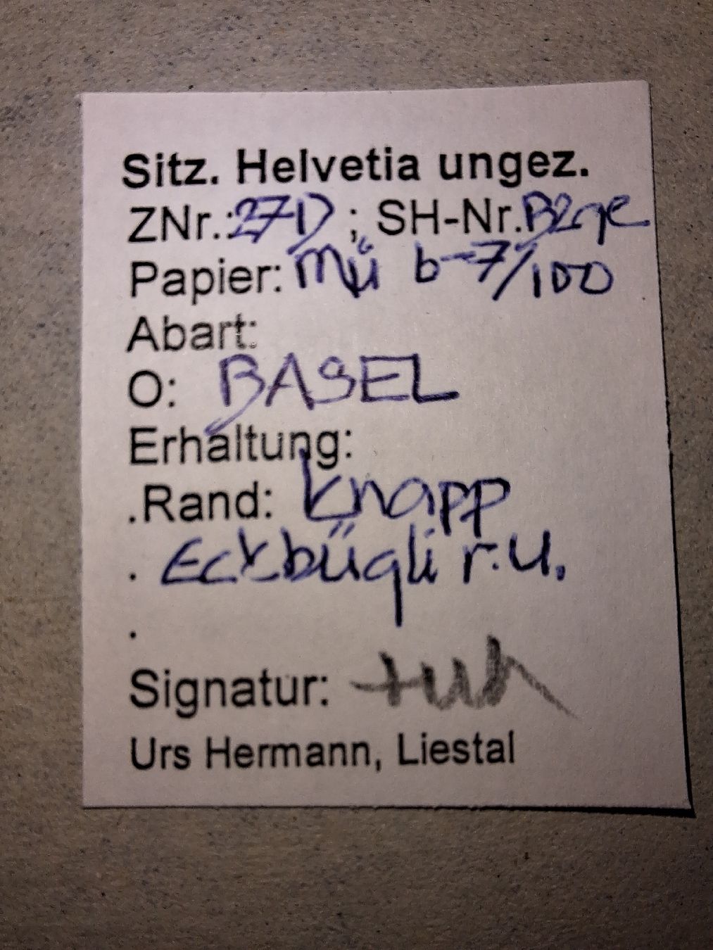 Tutti i francobolli: Strubel 27D Befund Hermann Kat. 1300.- – Usato da Balgach venduto da SIMEON27 3