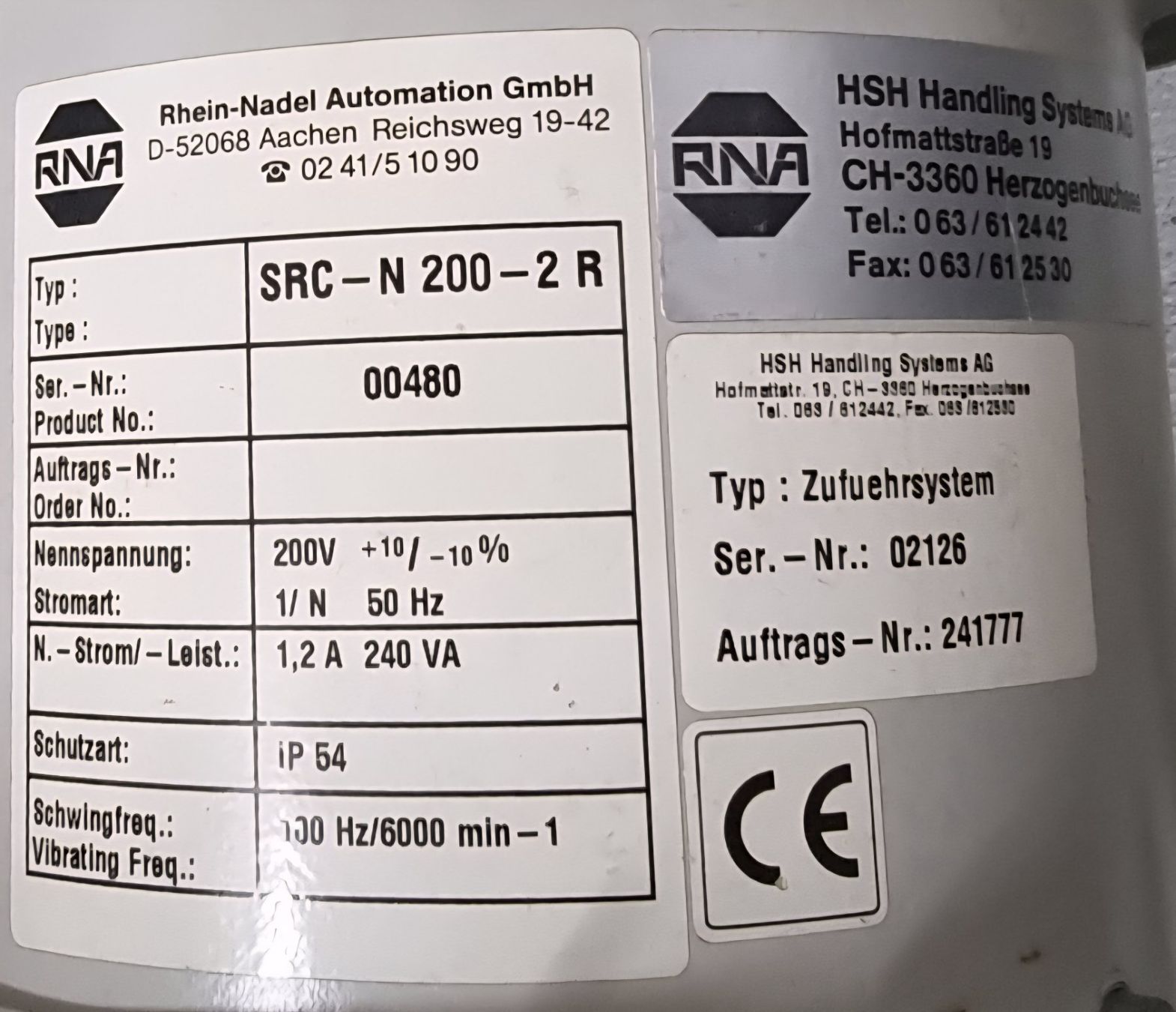 Alle Maschinen: Vibrationswendelförderer RNA SRC-N 200-2 R Zuführsystem – Gebraucht aus Dübendorf von Aboeno 3