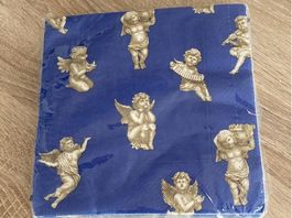 20 Engel Servietten blau gold Vintage Weihnachten Deko