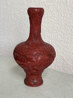 Ancient cinnabar Chinese “garlic” vase
