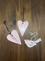Dekoherzen und Vogel Shabby Chic 3 Stk