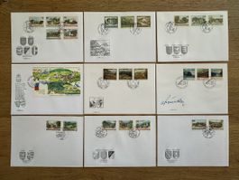 Liechtenstein - 9x LANDSCHAFTEN LIECHTENSTEIN FDC‘s Top Erha