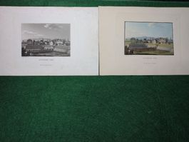 Paire de gravures originales de Zürich par Franz Hegi v.1840