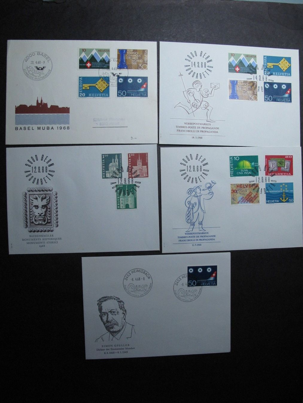 Tutti i francobolli: Schweiz FDC 1968 – Usato da Wil SG venduto da fva01