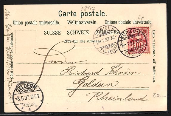 Cartes postales: Litho Zürich, Ortspartie mit Dampfer – D'occasion à Berlin par bartko-reher 1