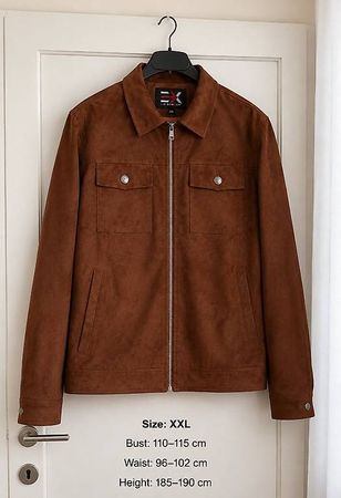 Brand New Men's Brown Suede-Look Jacket