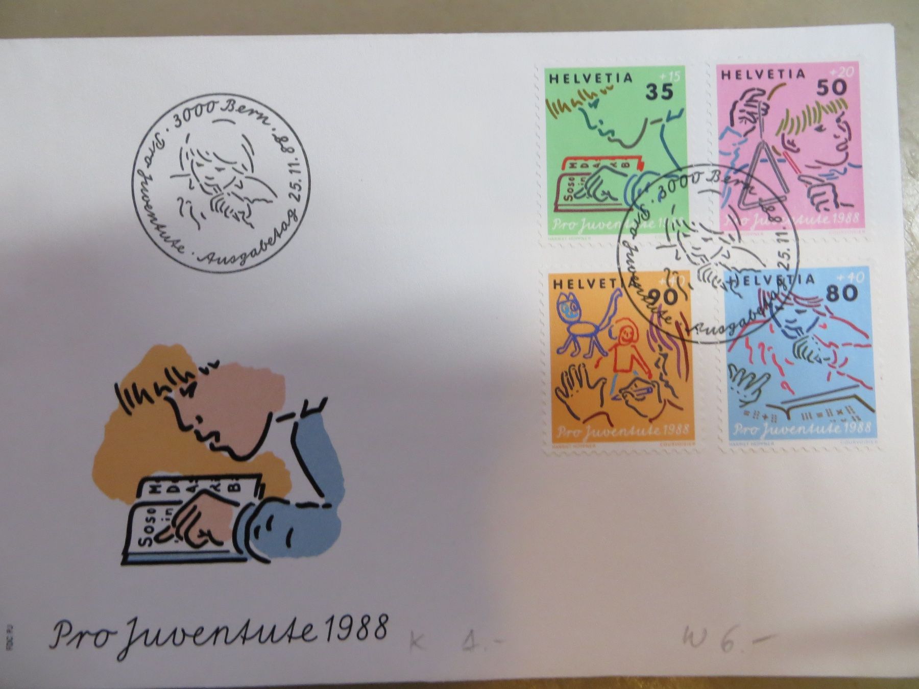 Tutti i francobolli: Satz-Brief FDC Pro Juventute 1988 – Usato da Basel venduto da 8013